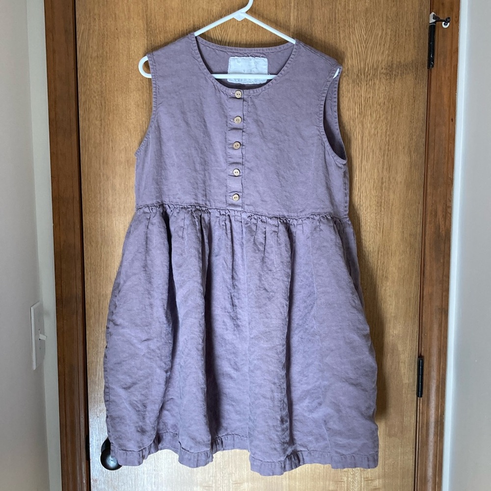notPERFECTLINEN Purple Sleeveless Crew Neck Midi Dress